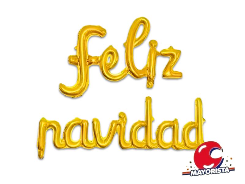 GLOBO MYLAR FRASE CURSIVA FELIZ NAVIDAD DORADA (89795DR) CADENACI