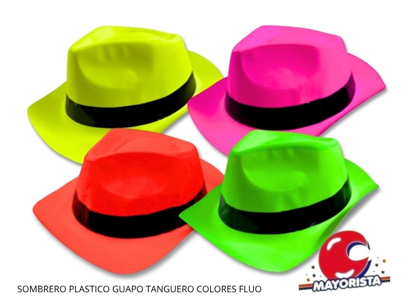 SOMBRERO PLASTICO GUAPO TANGUERO COLORES FLUO (YJ0628) YJ IMPORT