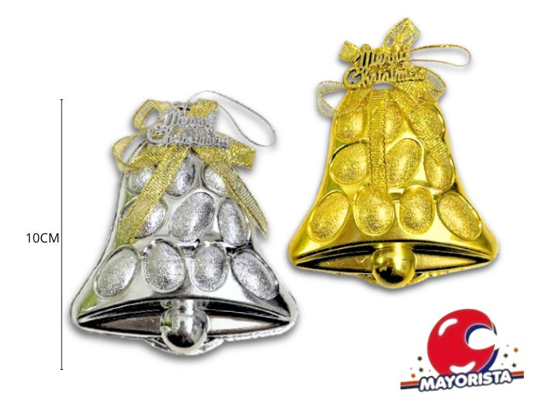 ADORNO CAMPANA CHATA DORADA/PLATA 10X10 (NS256779) POKA