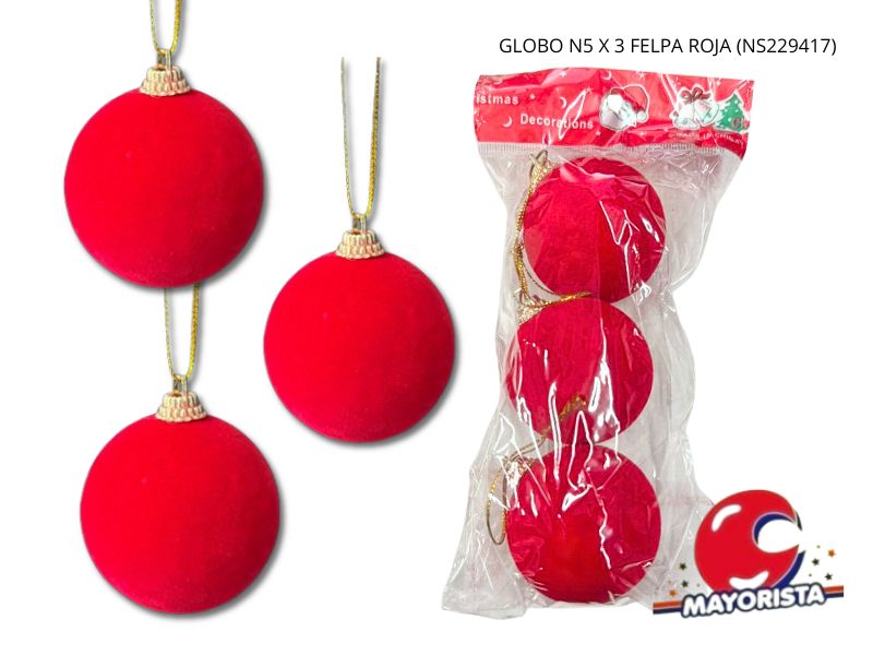GLOBO N5 X 3 FELPA ROJA (NS229417) POKA