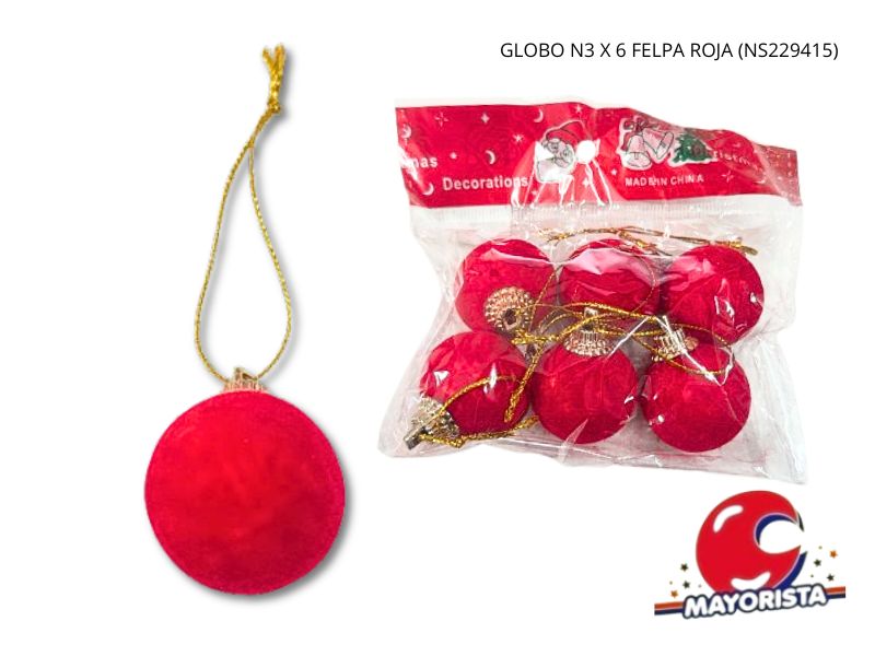 GLOBO N3 X 6 FELPA ROJA (NS229415) POKA