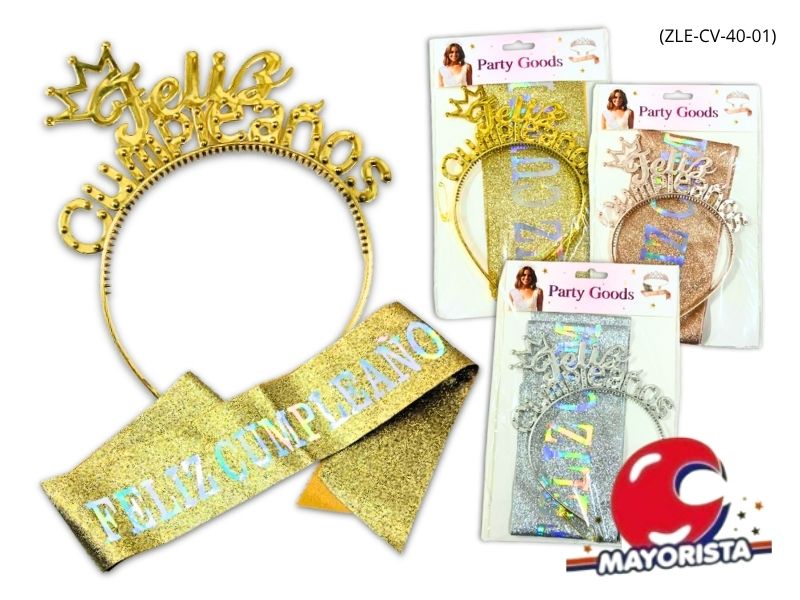 VINCHA Y BANDA FELIZ CUMPLEANOS (ZLE-CV-40-01/ZLE-CV-41-01) ERIK