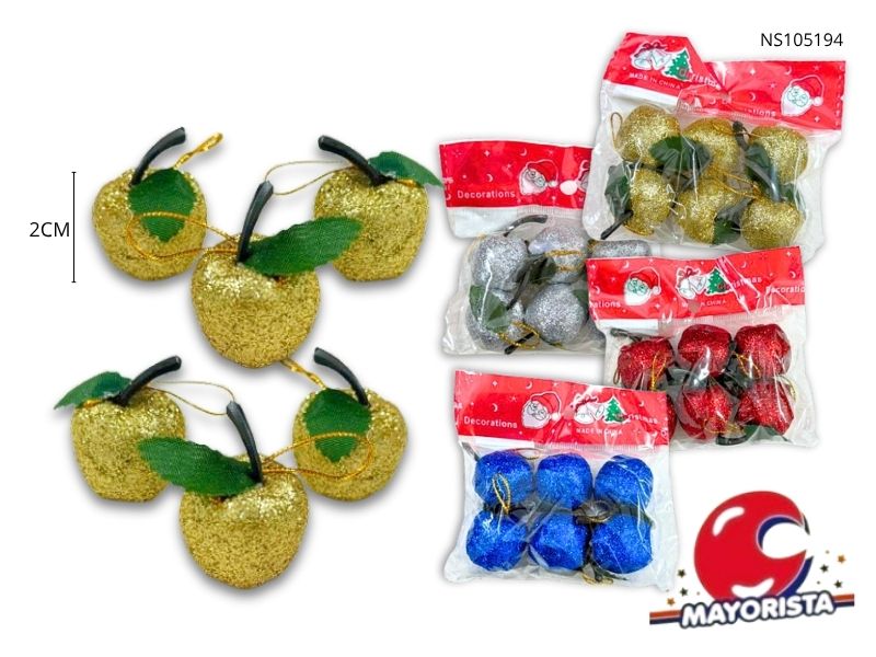 ADORNO MANZANA 2CM X 6PCS CON GIBRE (NS105194) POKA