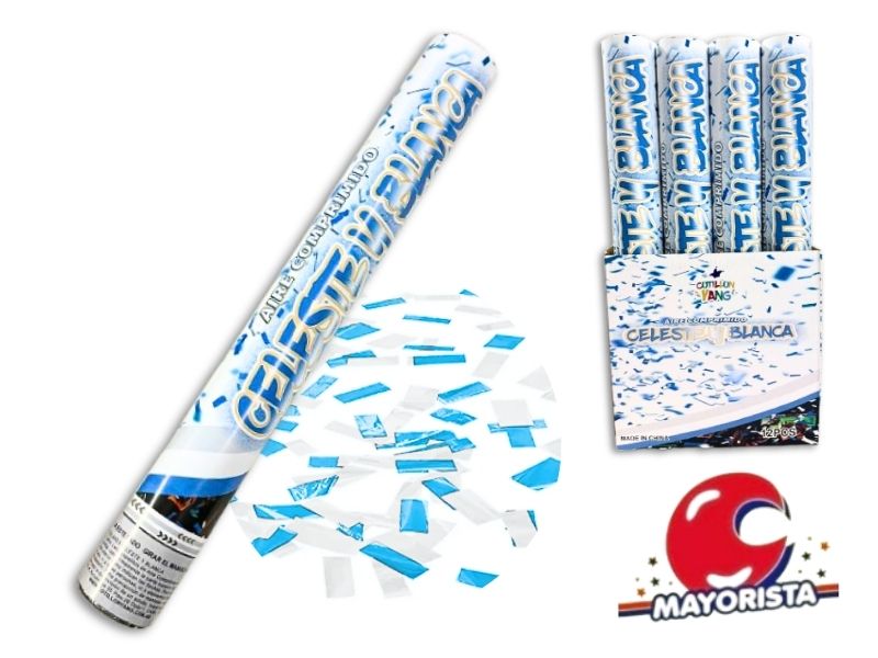 MORTERO 40 CM LANZA PAPELES CELESTE Y BLANCO (LP0006) YJ IMPORT