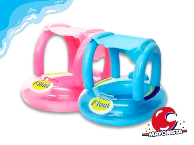 INFLABLE BOTE PASAPIE CON TECHO ROSA/CELESTE 65CM (NS370648) SHIPY