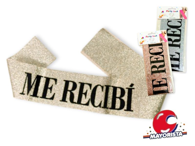 BANDA GLITTER PLATA ME RECIBI (YJ0017) YJ IMPORT