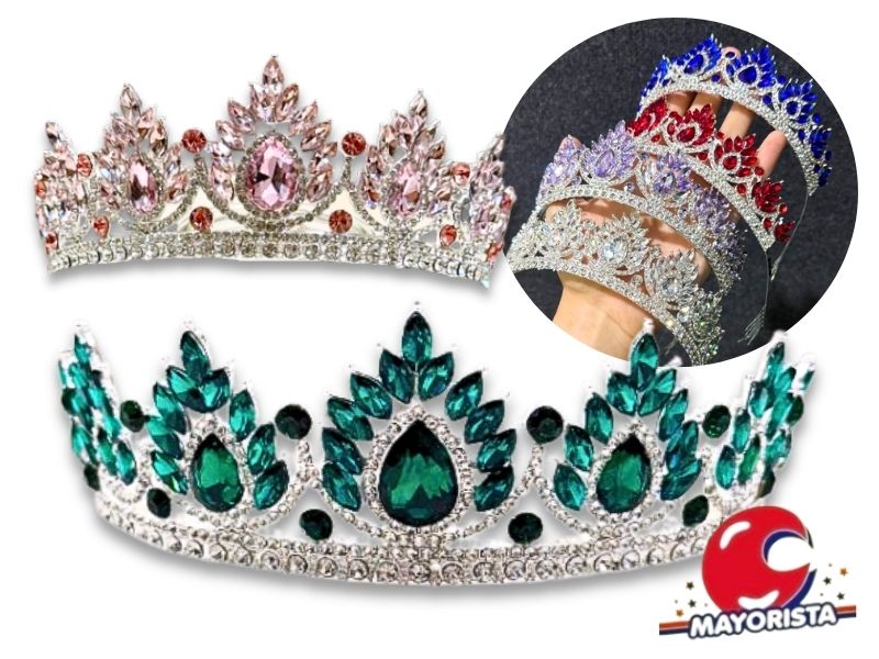 TIARA METAL 16,5X6,5 CON ENCASTRE DIAMANTES COLORES (YJ0015) YJ IMPORT