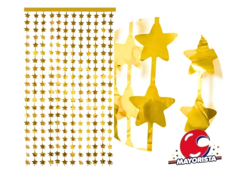 CORTINA ESTRELLA DORADA 2MTS X 1 MTS (YJ0572) YJ IMPORT