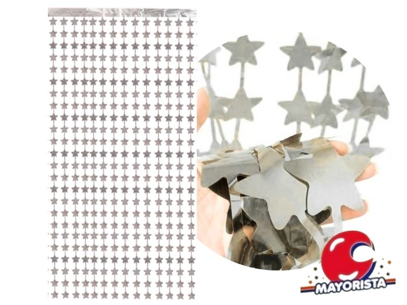 CORTINA ESTRELLA PLATA 2MTS X 1 MTS (YJ0572) YJ IMPORT