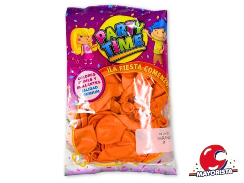 GLOBOS 9 X 50 STANDARD NARANJA PARTY TIME (55158) DILAX