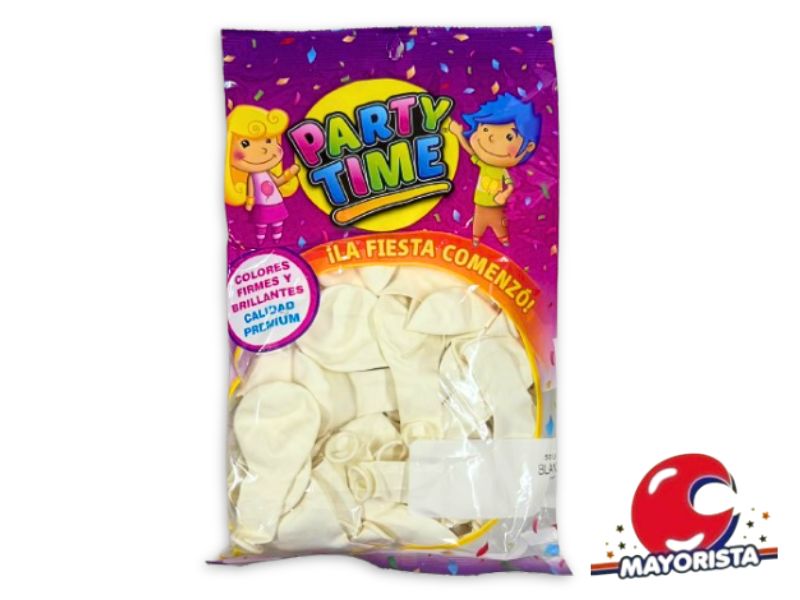 GLOBOS 9 X 50 STANDARD BLANCO PARTY TIME (55103) DILAX