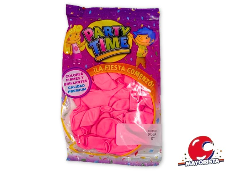 GLOBOS 9 X 50 STANDARD ROSA PARTY TIME (55165) DILAX