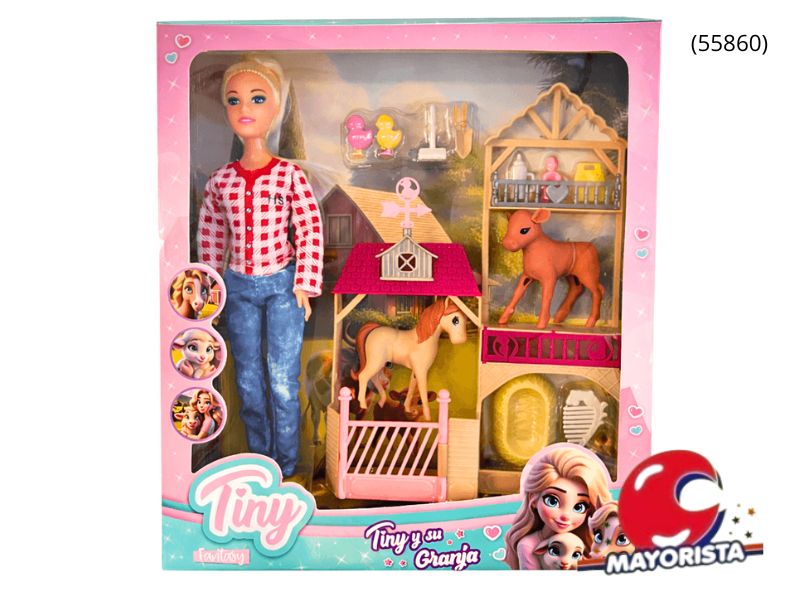 MUNECA TINY Y SU GRANJA CAJA 28X32 (55860) KADA