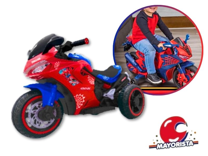 MOTO SPIDERMAN A BATERIA CON LUZ Y SONIDO 6V 95X50X60 (57131) KADA