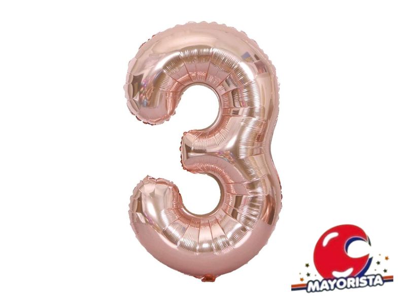 GLOBO MYLAR N 3 ROSE GOLD 16 (40CM) CADENACI