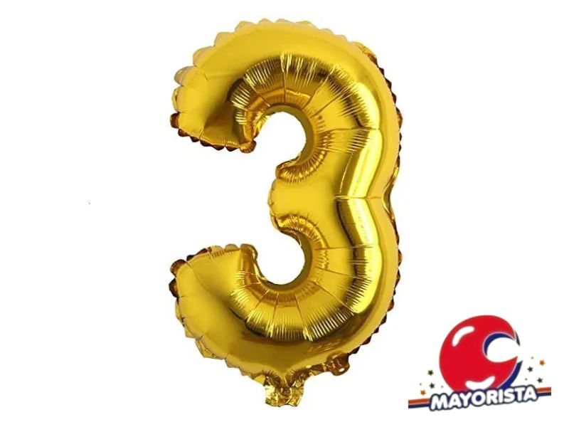 GLOBO MYLAR N 3 DORADO 16 (40CM) CADENACI