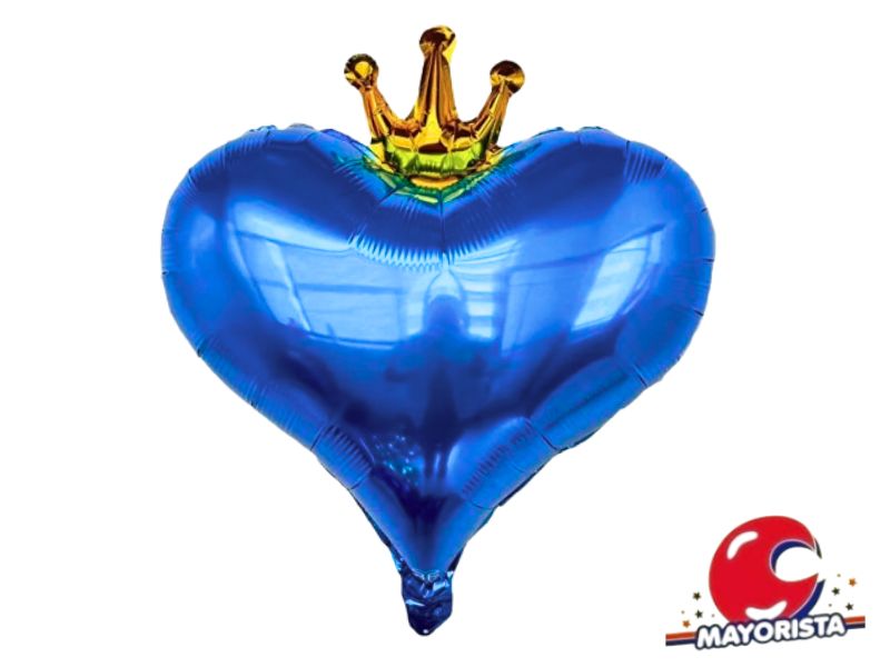 GLOBO MYLAR 18 CORAZON CORONA AZUL (Y1385-1265) (45CM) CHG
