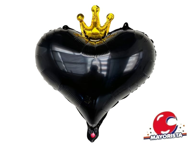 GLOBO MYLAR 18 CORAZON CORONA NEGRO (Y1385-1265) (45CM) CHG