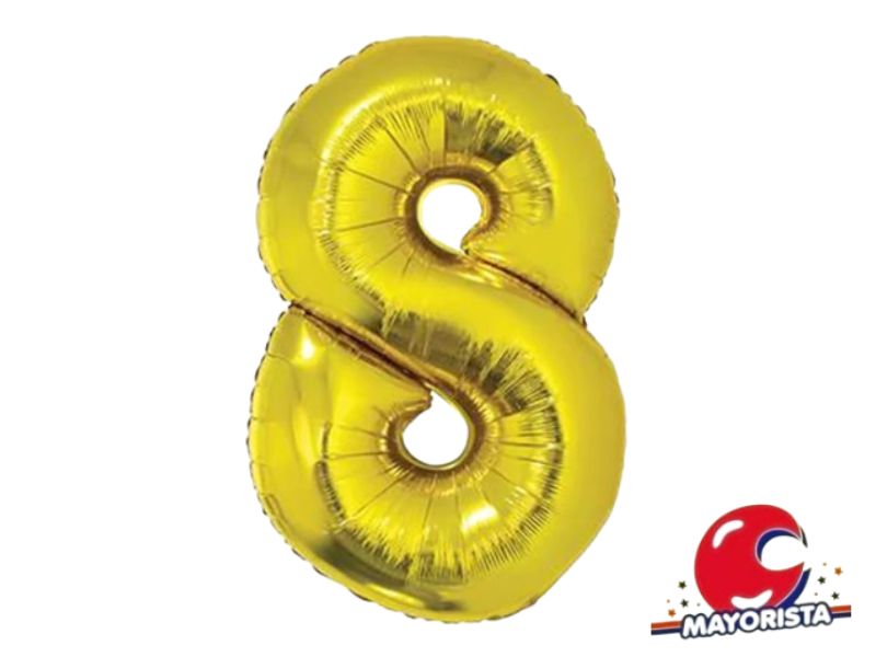 GLOBO MYLAR N 8 DORADO 16 (40CM) CADENACI
