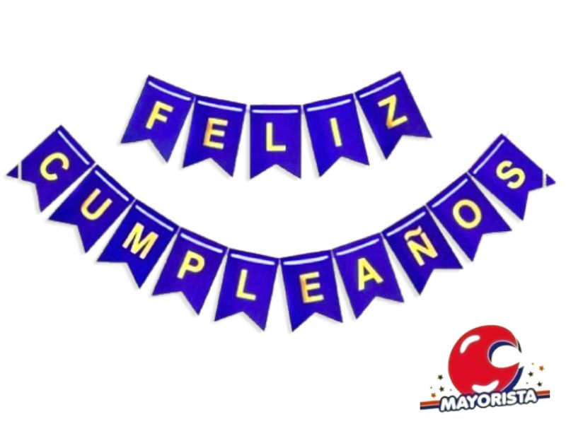 BANDERIN CARTON XL 18X15CM FELIZ CUMPLEANOS AZUL (YW18-125) LCOST