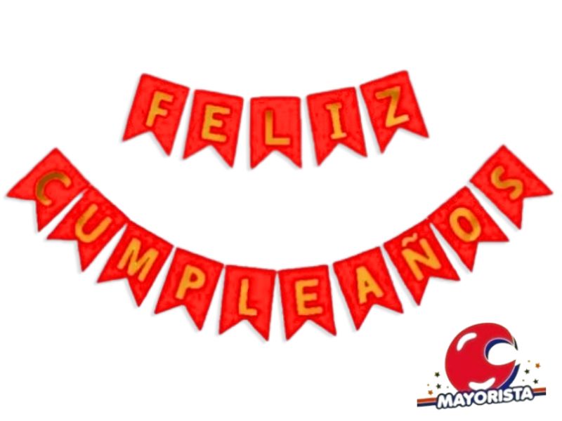 BANDERIN CARTON XL 18X15CM FELIZ CUMPLEANOS ROJO (YW18-125) LCOST
