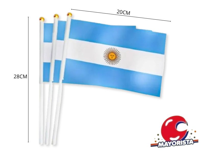 BANDERA ARGENTINA DE TELA 20X14 C/PALITO 28CM (ZLE-CBN-04-01AR/YJ0846) YJ IMPORT