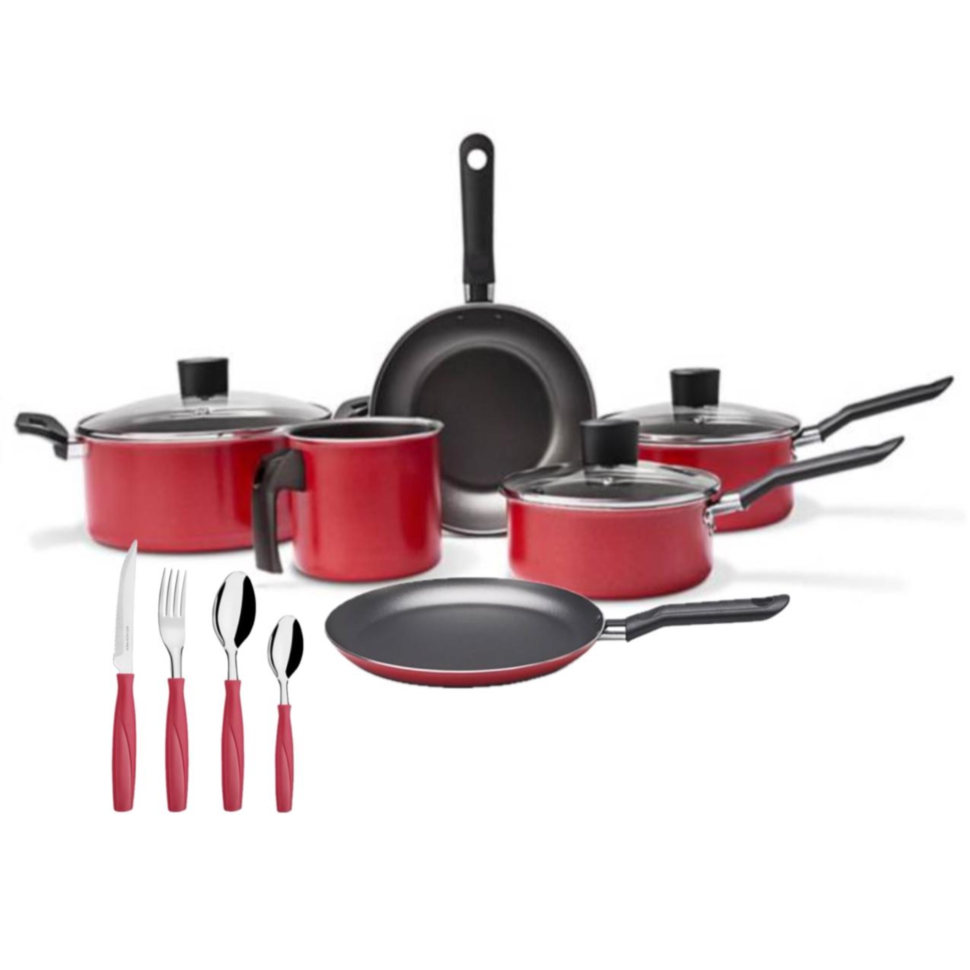 Juego de Ollas 32 Piezas Brinox Garlic Rojo