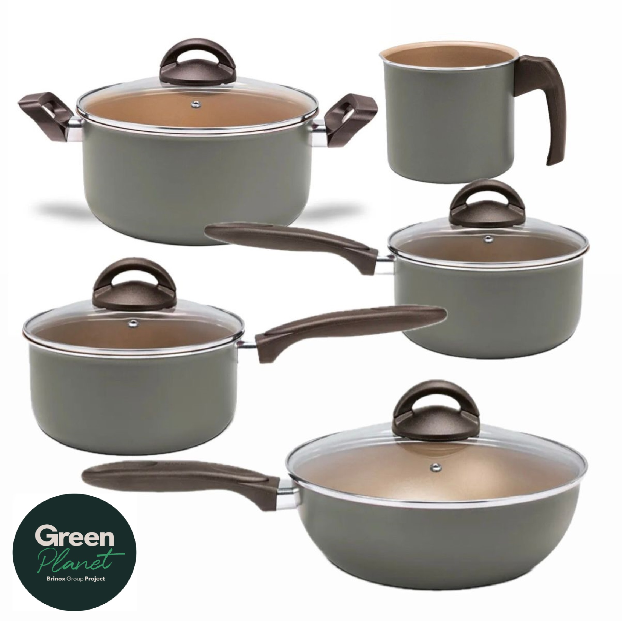 Juego de Ollas 9 Piezas Brinox Naturall Verde Greenplanet