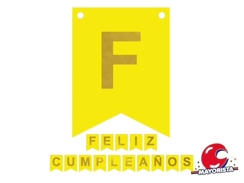 BANDERIN CARTON FELIZ CUMPLEANOS AMARILLO (YW18-092) LCOST