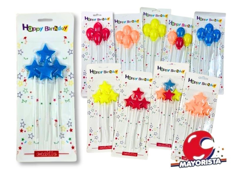 VELAS X 4 ESTRELLAS/GLOBOS VS COLORES (ZLE-CVE-27-01) ERIK