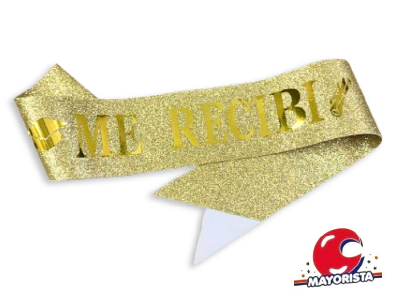 BANDA GLITTER DORADA ME RECIBI 160CM (YJ0017) YJ IMPORT