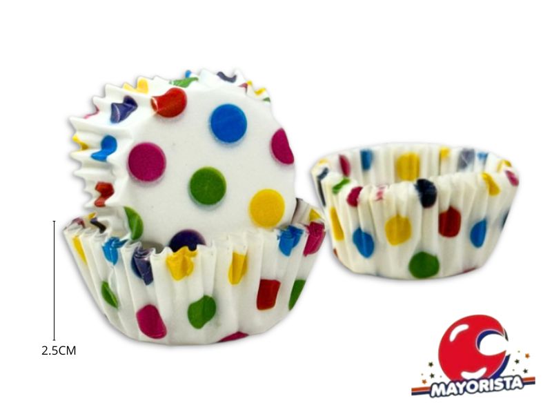 PIROTINES N 8 X 25 BLANCO CON LUNARES COLORES (CONVIDA)