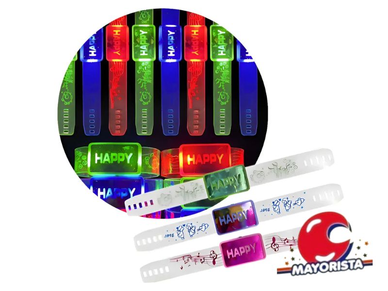 PULSERA LED HAPPY X 6 (YJ0711) YJ IMPORT
