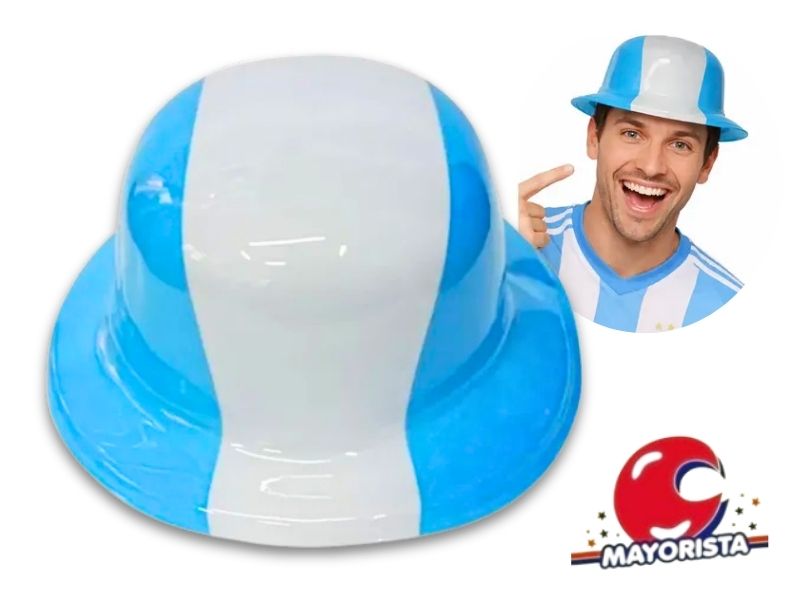 SOMBRERO BOMBIN CELESTE Y BLANCO (YJ0838) YJ IMPORT