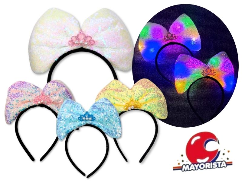 VINCHA C/LUZ MONO CON LENTEJUELAS Y PUNTILLAS (ZLE-COT-21-10) ERIK