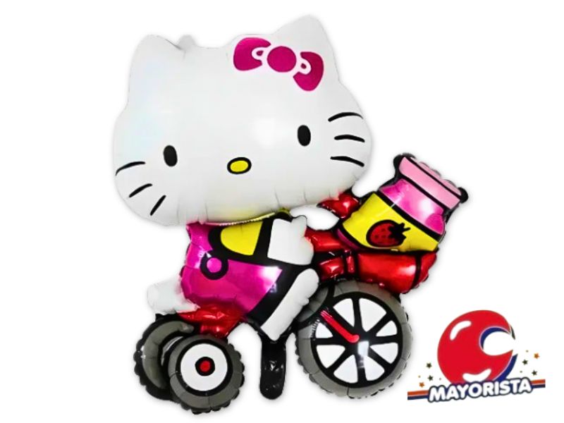 GLOBO MYLAR SILUETA HELLO KITTY EN BICI 70CM (A0529) CHG