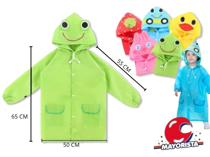 CAPA IMPERMEABLE C/CAPUCHA 65 CM VARIOS MODELOS (PL10626-10755) CHG