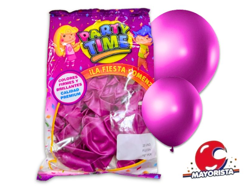 GLOBOS 12 X 25 PERLADO FUCSIA PARTY TIME (70555) DILAX