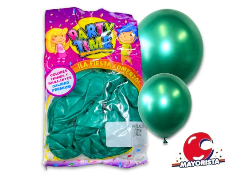 GLOBOS 12 X 25 PERLADO VERDE OSCURO PARTY TIME (51402) DILAX