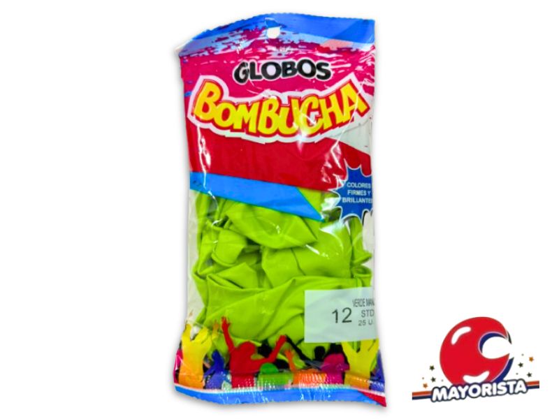 GLOBOS 12 X 25 STANDARD VERDE MANZANA BOMBUCHA