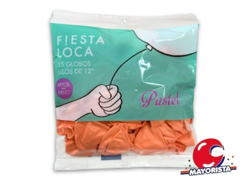 GLOBOS 12 X 25 PASTEL SALMON - FIESTA LOCA