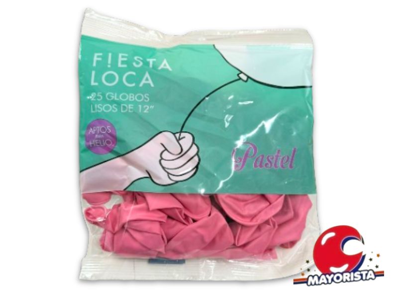 GLOBOS 12 X 25 PASTEL ROSA - FIESTA LOCA