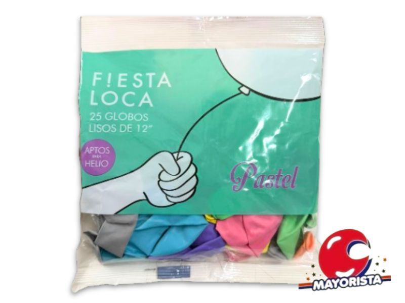 GLOBOS 12 X 25 PASTEL MULTICOLOR - FIESTA LOCA