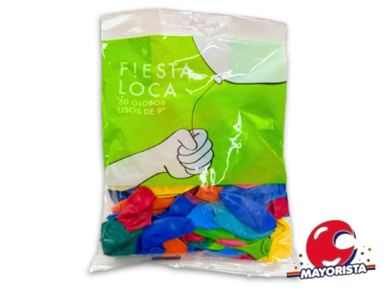 GLOBOS 9 X 50 STANDARD MULTICOLOR - FIESTA LOCA