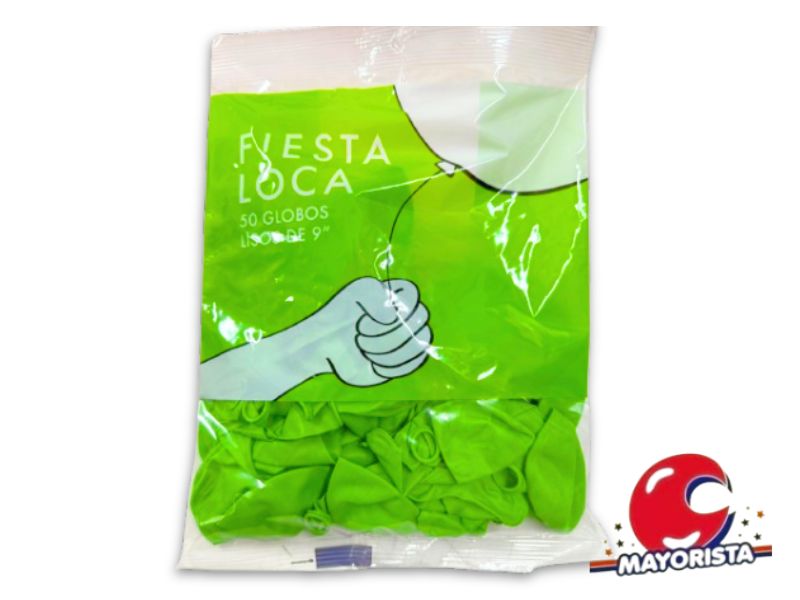 GLOBOS 9 X 50 STANDARD VERDE MANZANA - FIESTA LOCA