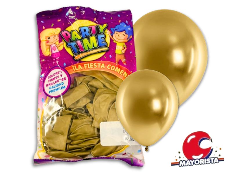 GLOBOS 12 X 25 PERLADO DORADO PARTY TIME (57787) DILAX