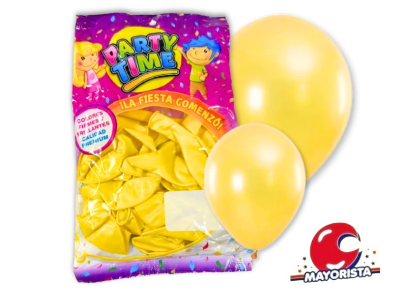 GLOBOS 12 X 25 PERLADO AMARILLO PARTY TIME (57947) DILAX