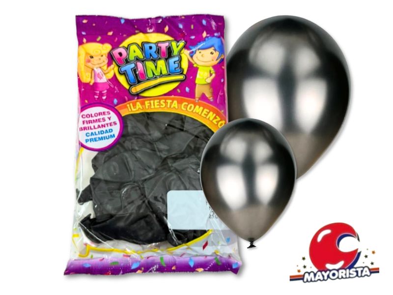 GLOBOS 12 X 25 PERLADO NEGRO PARTY TIME (57824) DILAX