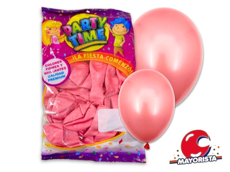GLOBOS 12 X 25 PERLADO ROSA PARTY TIME (57954) DILAX