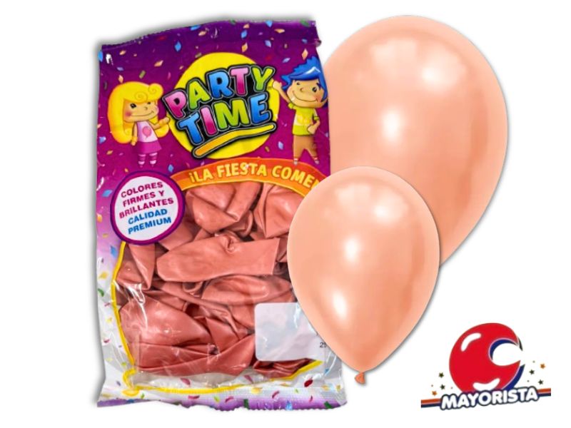 GLOBOS 12 X 25 PERLADO ROSA GOLD PARTY TIME (50498) DILAX
